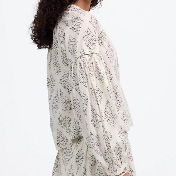 Madewell Shirred Balloon-Sleeve Top in Geometric Print Size XL - Picture 3 of 12